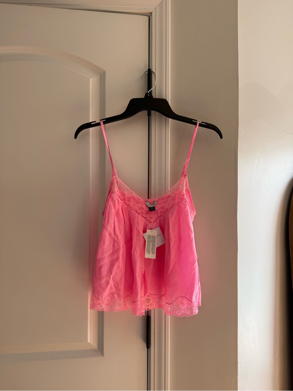 American Eagle Outfitters Pink Lace Trim Cami Tank